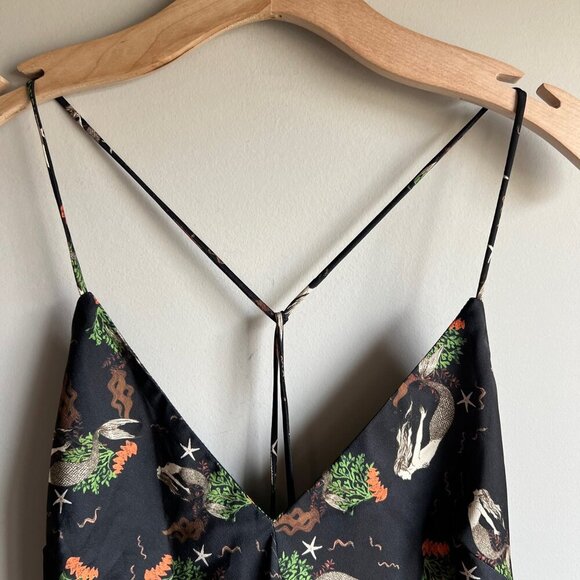 ZARA Mermaid Black Satin Tie Back Mini Slip Dress Size Medium - Picture 13 of 13